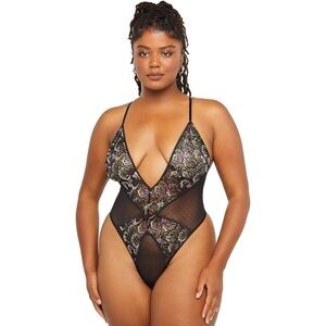 Savage x Fenty | Butterfly Wings Lace & Mesh Teddy Bodysuit Size Large